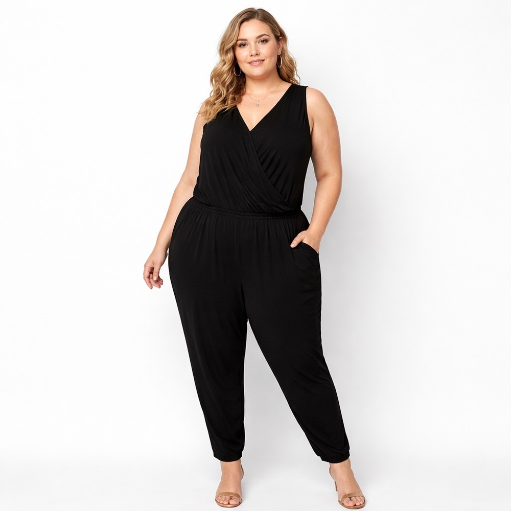 Stylus black one piece jumpsuit 3X loungewear comfortable